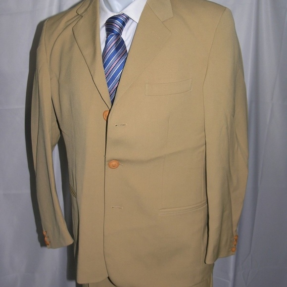 istante by Versace Vintage Beige Gabardine Three Button Suit 40 - Picture 6 of 8